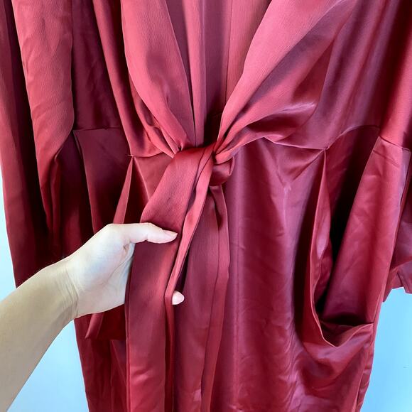 NWT Eloquii Twist Front Satin Midi Dress Red Size 26 - Picture 3 of 9